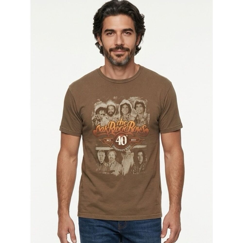 THE OAK RIDGE BOYS Anniversary Tour Tee Brown Band Graphic Men’s Size Small